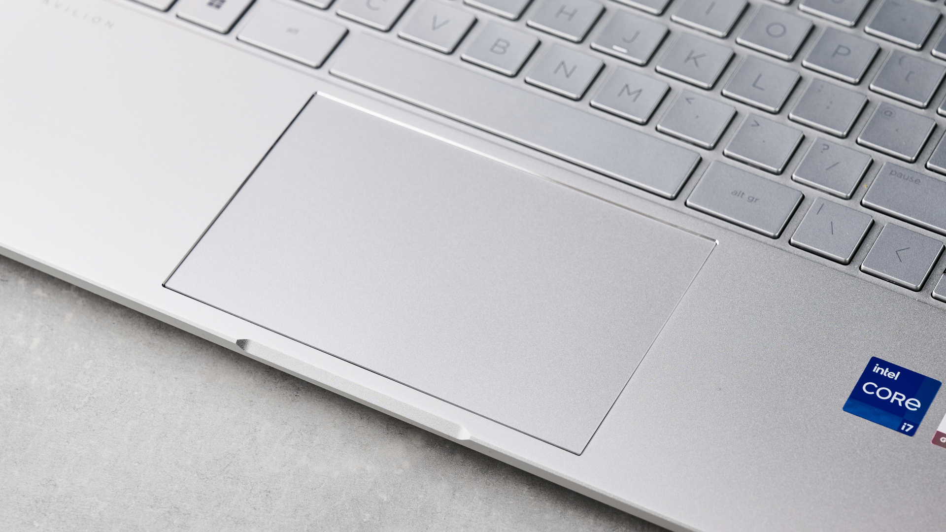 Close-up of touchpad on HP Pavilion x360 14