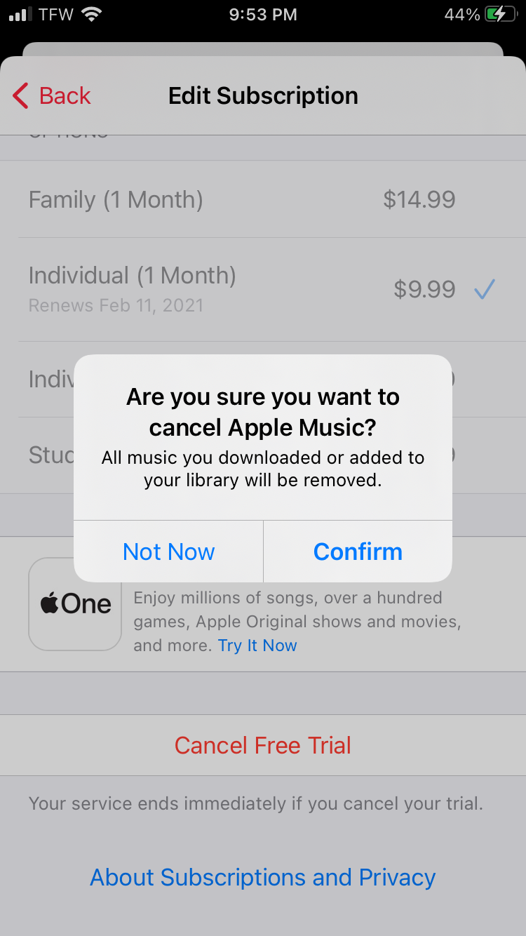 How to cancel Apple Music