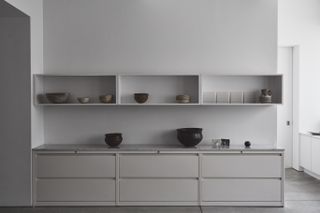 minimalist cabinetry at James Howell Foundation space by Deborah Berke