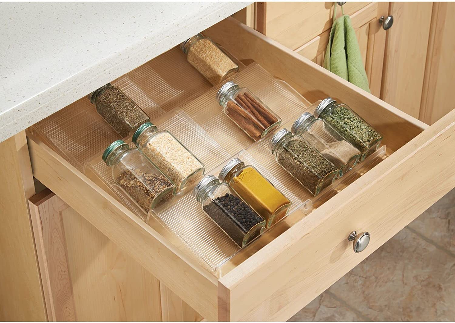A kitchen drawer spice divider