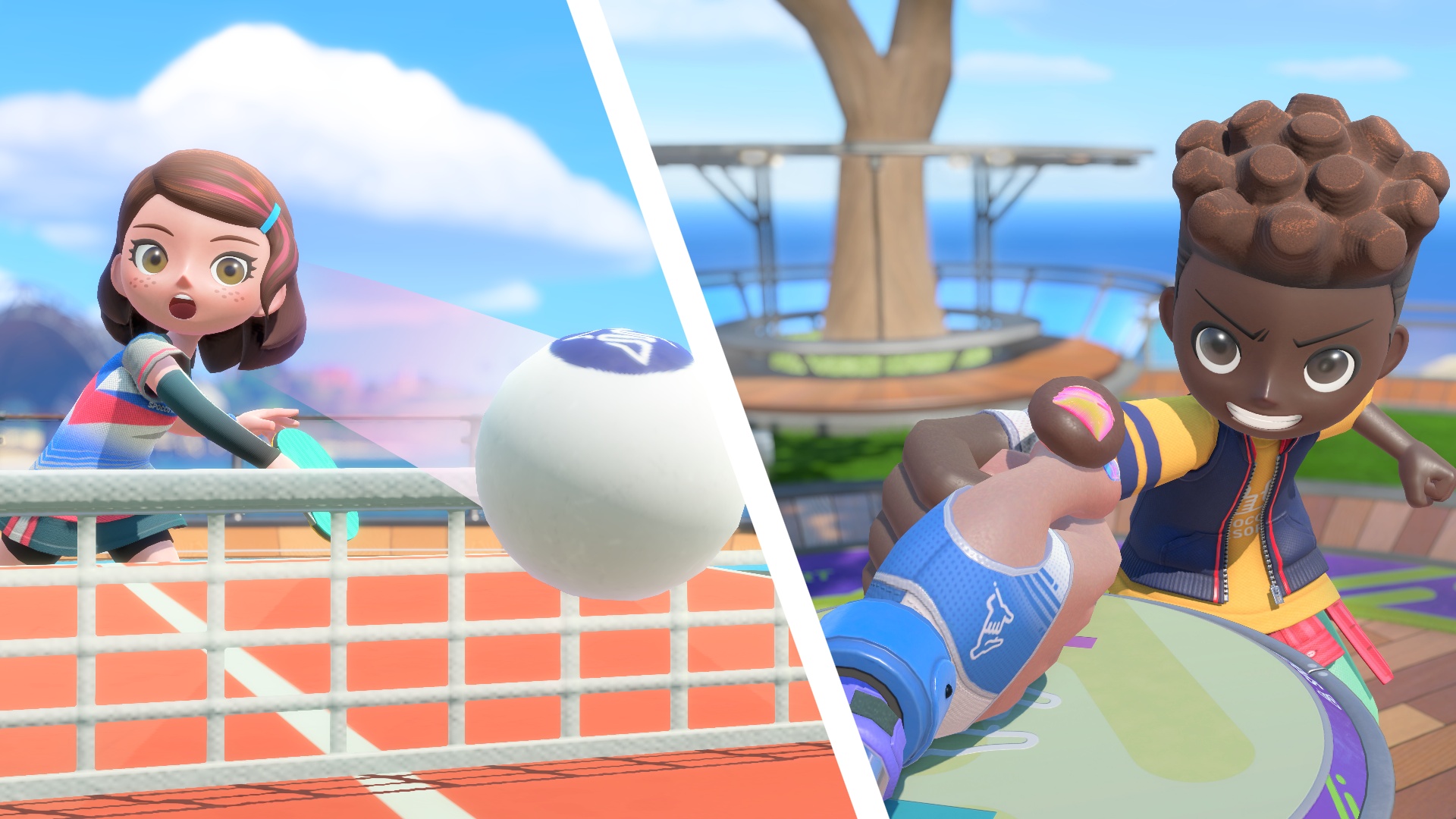 A two way split image of Nintendo Switch Sports Resort