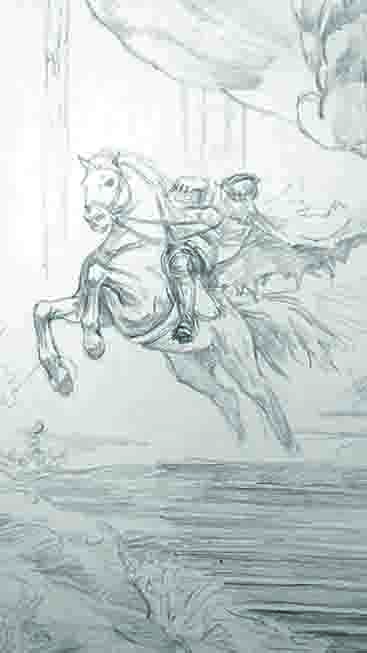 An art tutorial by Mateusz Lenart showing refinement of sketches