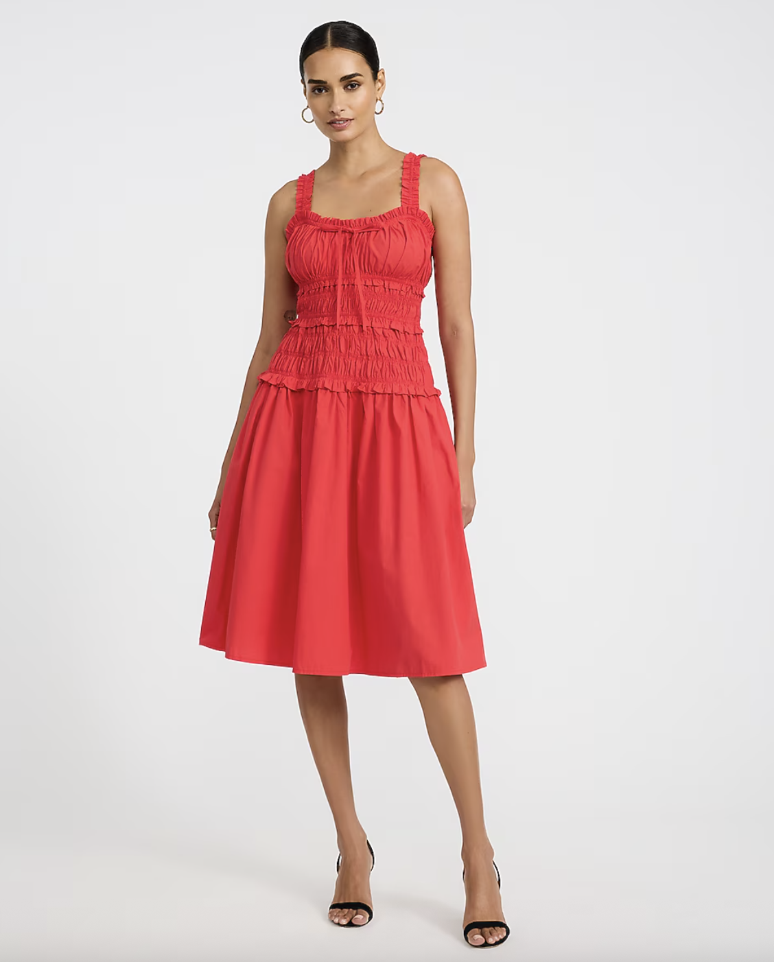 Express, Cotton Poplin Sleeveless Smocked Midi Dress