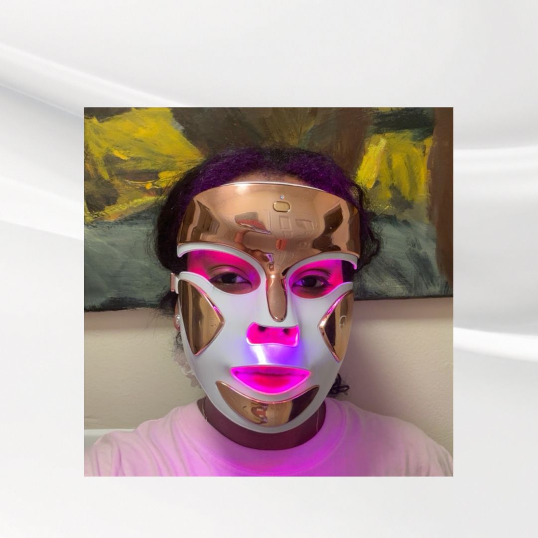 Ariel Baker testing an LED Face Mask