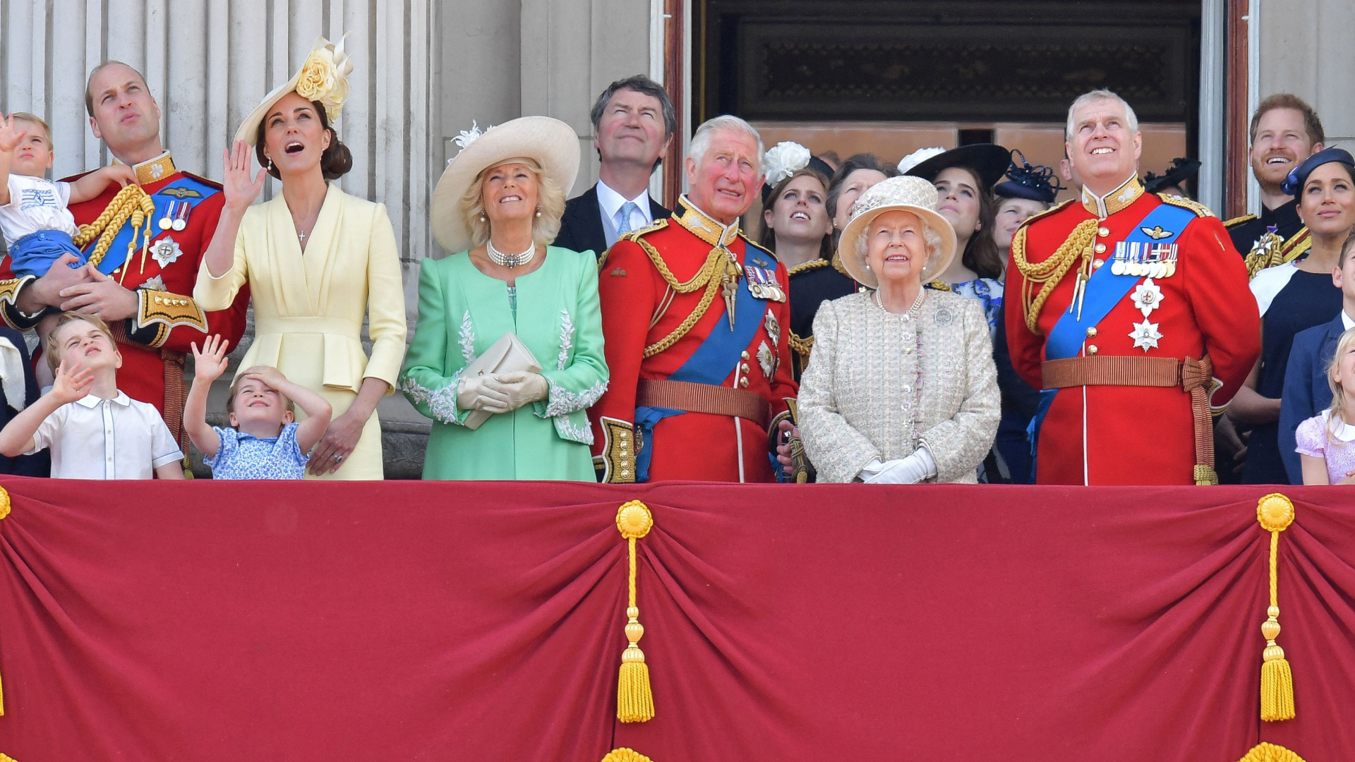 The Royal Family gathers on the balcony of Buckingham Palace
