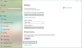 Windows 10 Advanced Display Settings option