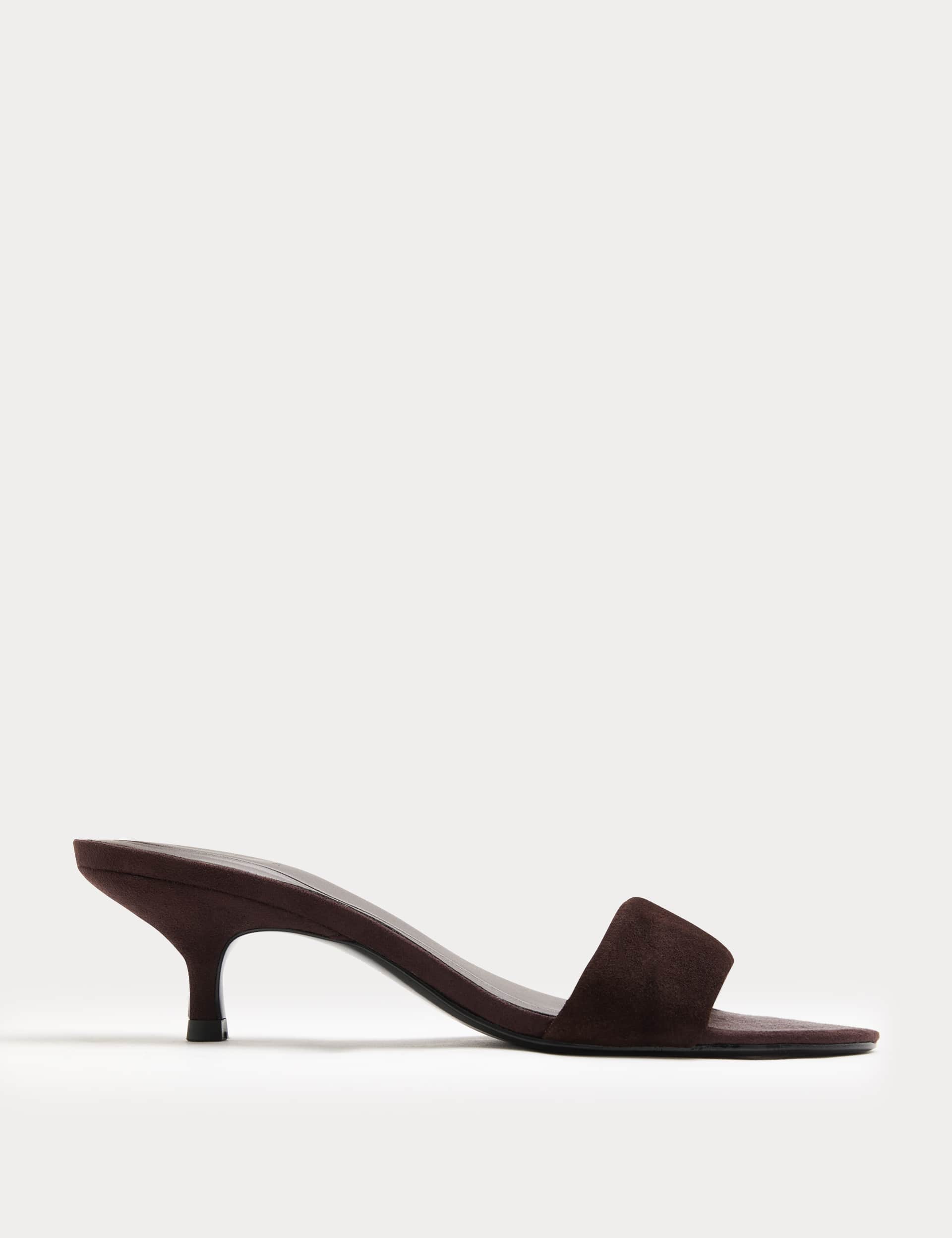 Suede Kitten Heel Open Toe Mules