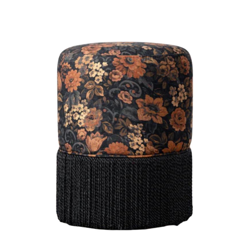 Fringed floral stool