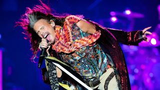 Steven Tyler of Aerosmith performs at the Royal Arena in Copenhagen