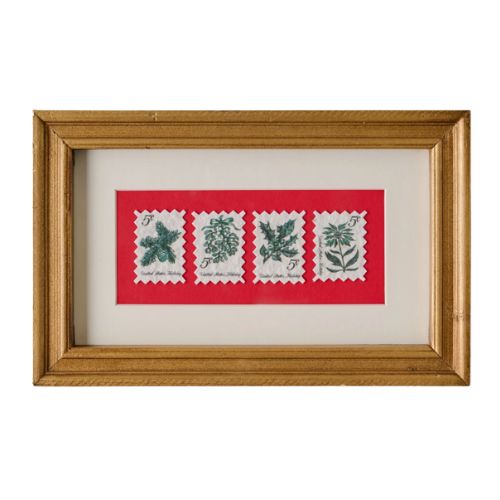 Magnolia, Yuletide Greetings Vintage Stamp Art