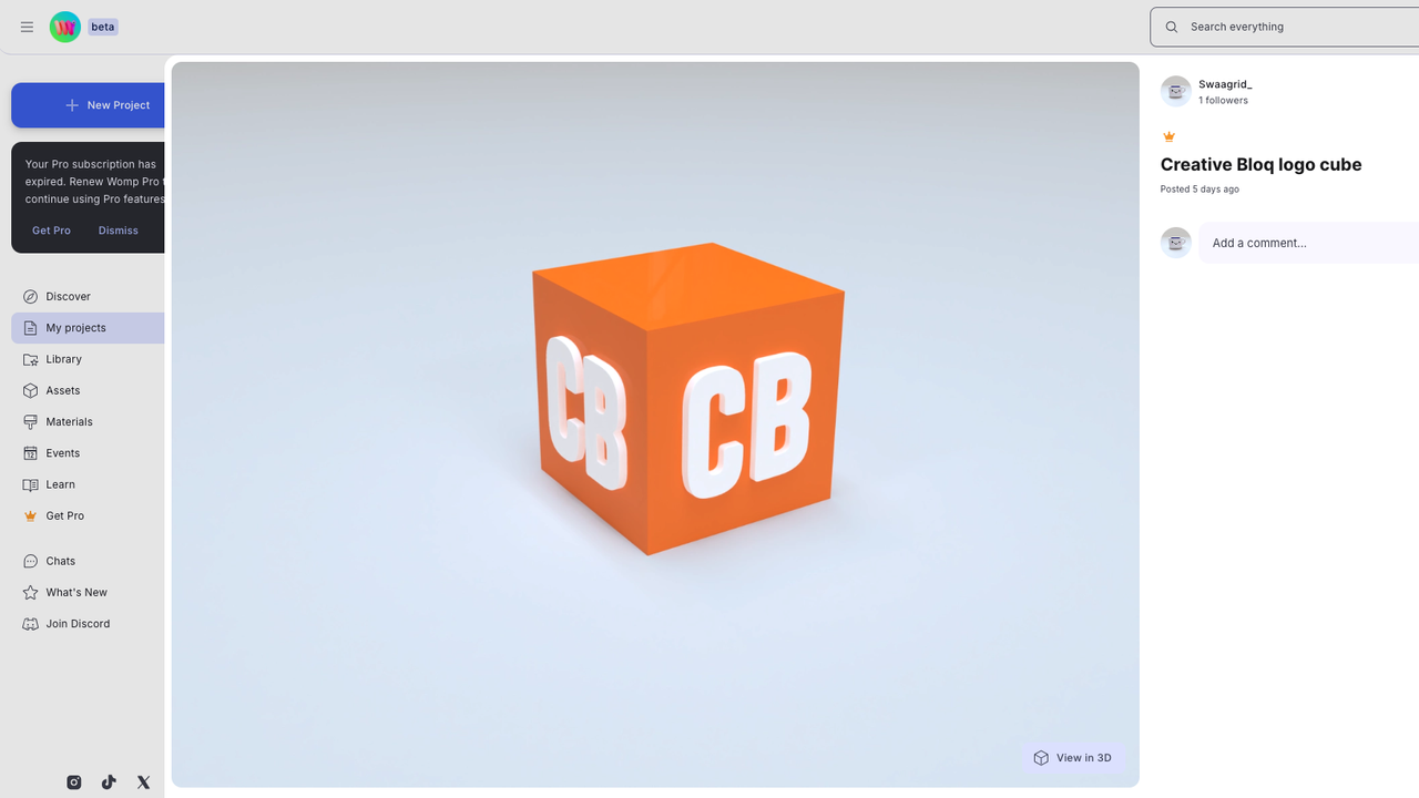 Womp 3D modelling practice