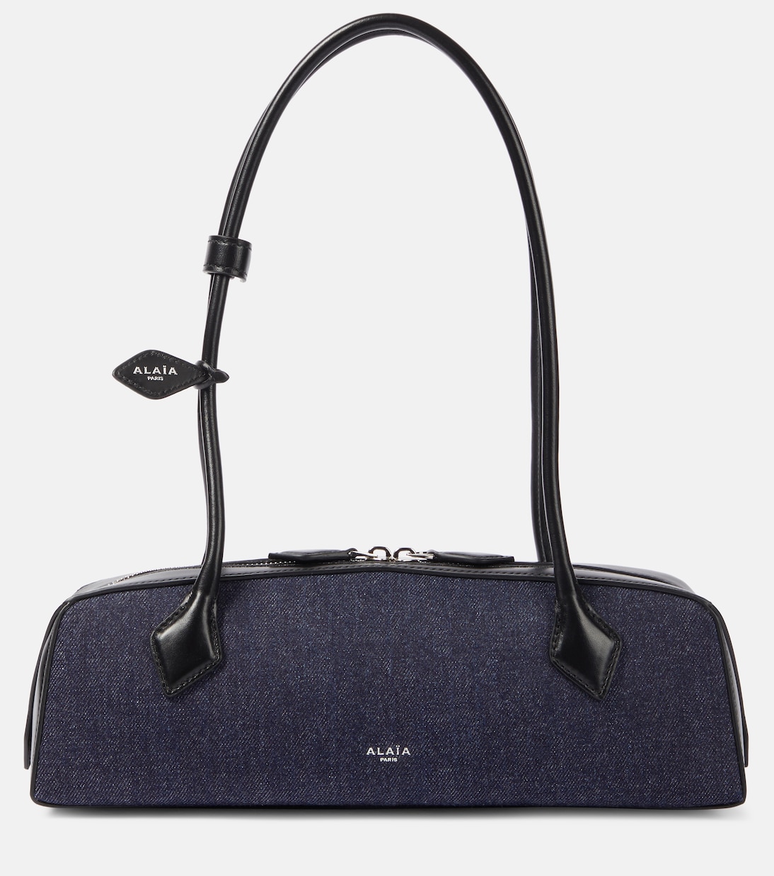 Le Teckel Medium Denim Shoulder Bag in Blue - Alaia
