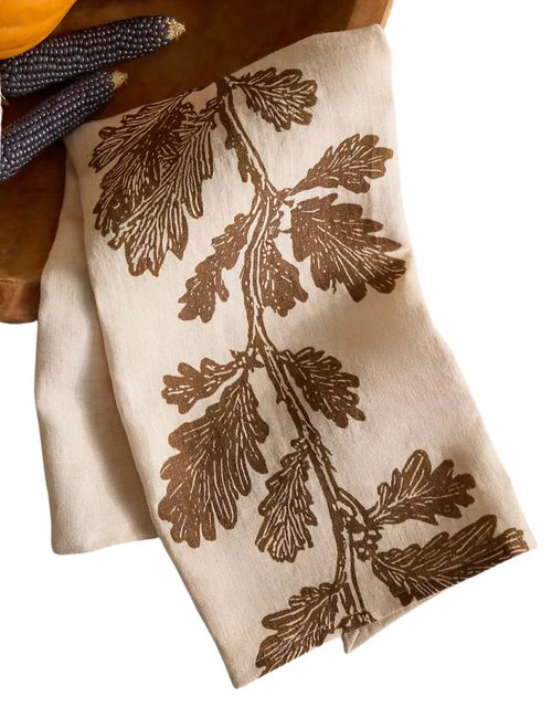 Oak Vine Linen Dish Towel