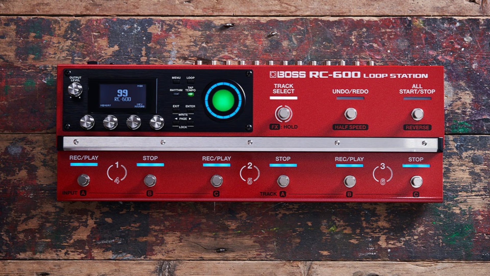 A Boss RC-600 on a wooden floor