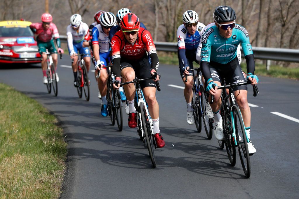 SAINTSAUVEURDEMONTAGUT FRANCE MARCH 10 Laurent Pichon of France and Team Arka Samsic competes in the breakaway during the 80th Paris Nice 2022 Stage 5 a 189km stage from SaintJustSaintRambert to SaintSauveurdeMontagut on ParisNice WorldTour March 10 2022 in SaintSauveurdeMontagut France Photo by Bas CzerwinskiGetty Images
