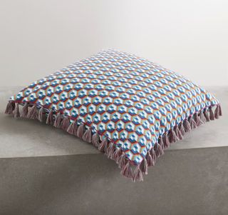 La DoubleJ fringed printed cotton-blend cushion