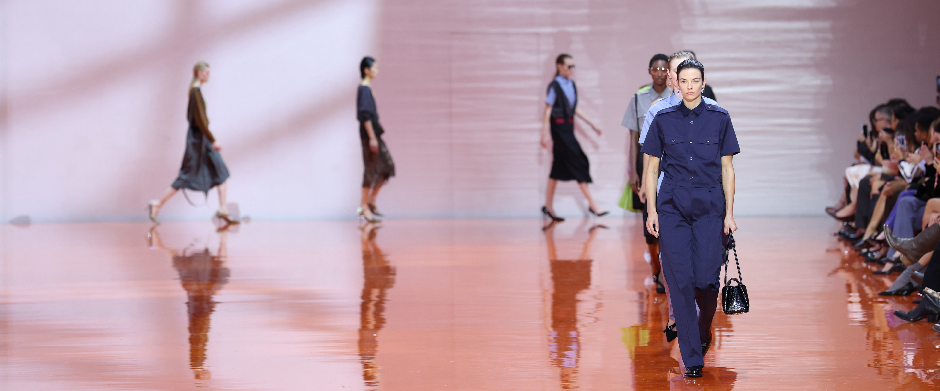 A model walks the runway at the Prada fashion show during the Milan Womenswear Spring/Summer 2026