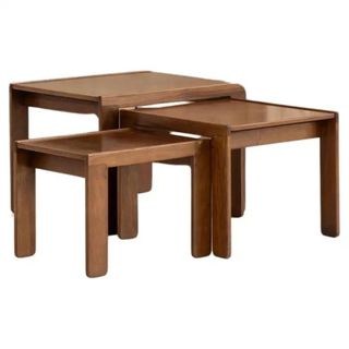 Three nested wooden coffee tables