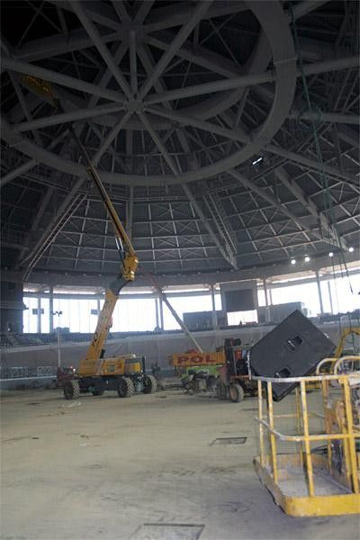 This was the first part of the roof to be put in place, and was originally supported by large pillars. It weighs approximately 200 tonnes!