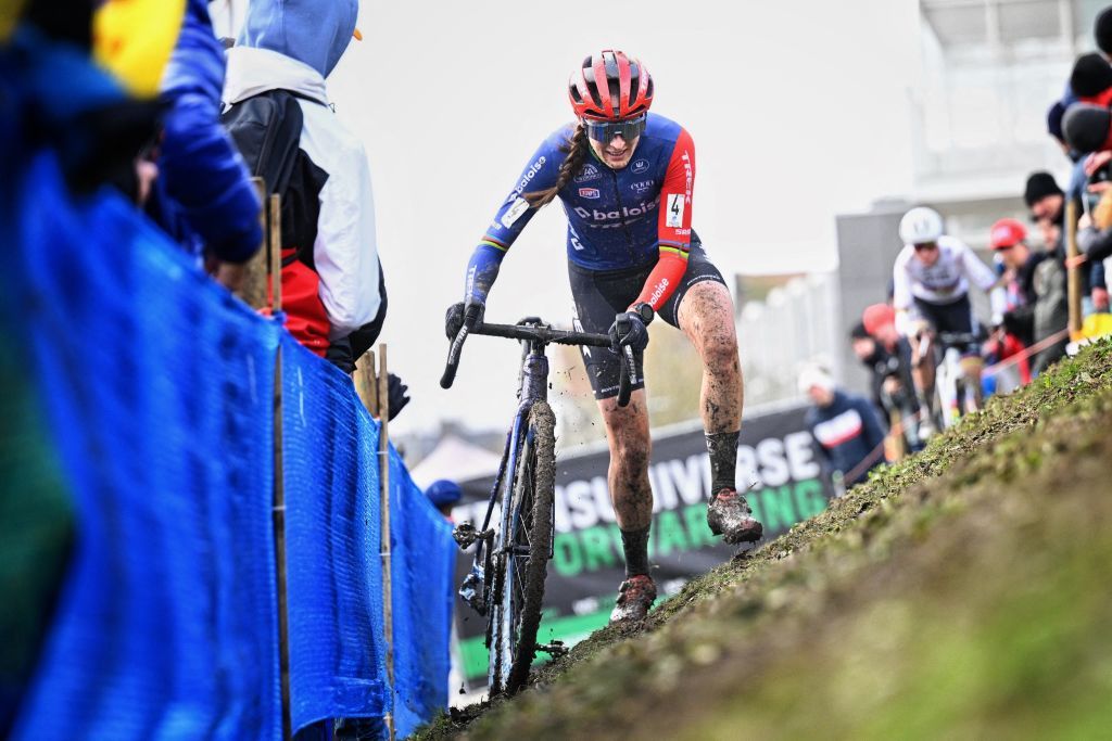Dutch Lucinda Brand pictured in action during the women elite race at the Urban Cross Kortrijk cyclocross cycling event on Saturday 25 November 2023 in Kortrijk the second stage in the X2O Badkamers Trofee Veldrijden competitionBELGA PHOTO JASPER JACOBS Photo by JASPER JACOBS BELGA MAG Belga via AFP Photo by JASPER JACOBSBELGA MAGAFP via Getty Images