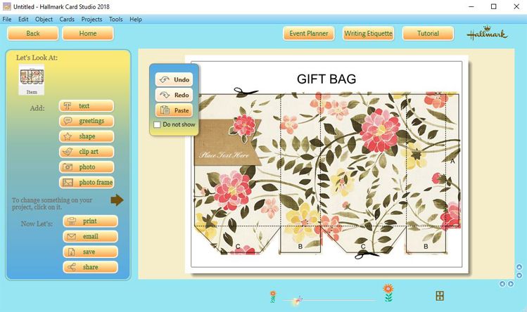 Besides tons of document-related templates, you can also create party sets and other foldable 3D objects with Hallmark Card Studio Deluxe.