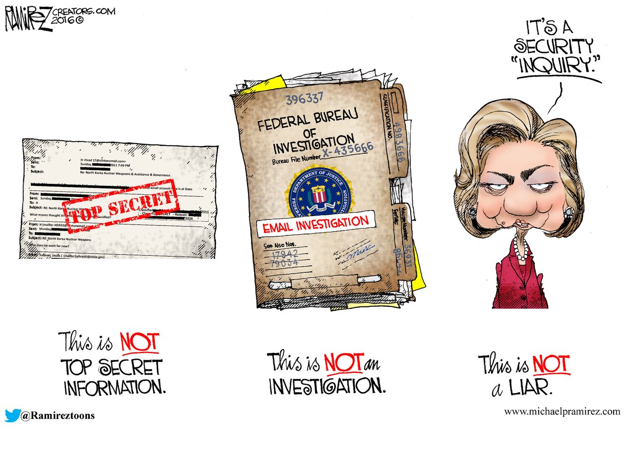 Political Cartoon U.S. Hillary Investigation