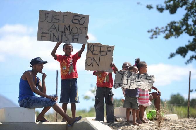 Locals support riders during stage 1