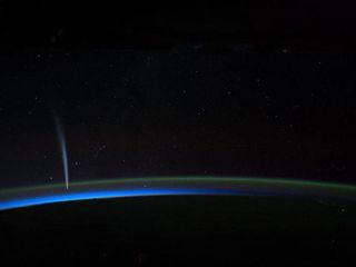 International Space Station Commander Dan Burbank captured spectacular imagery of Comet Lovejoy from about 240 miles above the Earth’s horizon on Wednesday, Dec. 21, 2011.