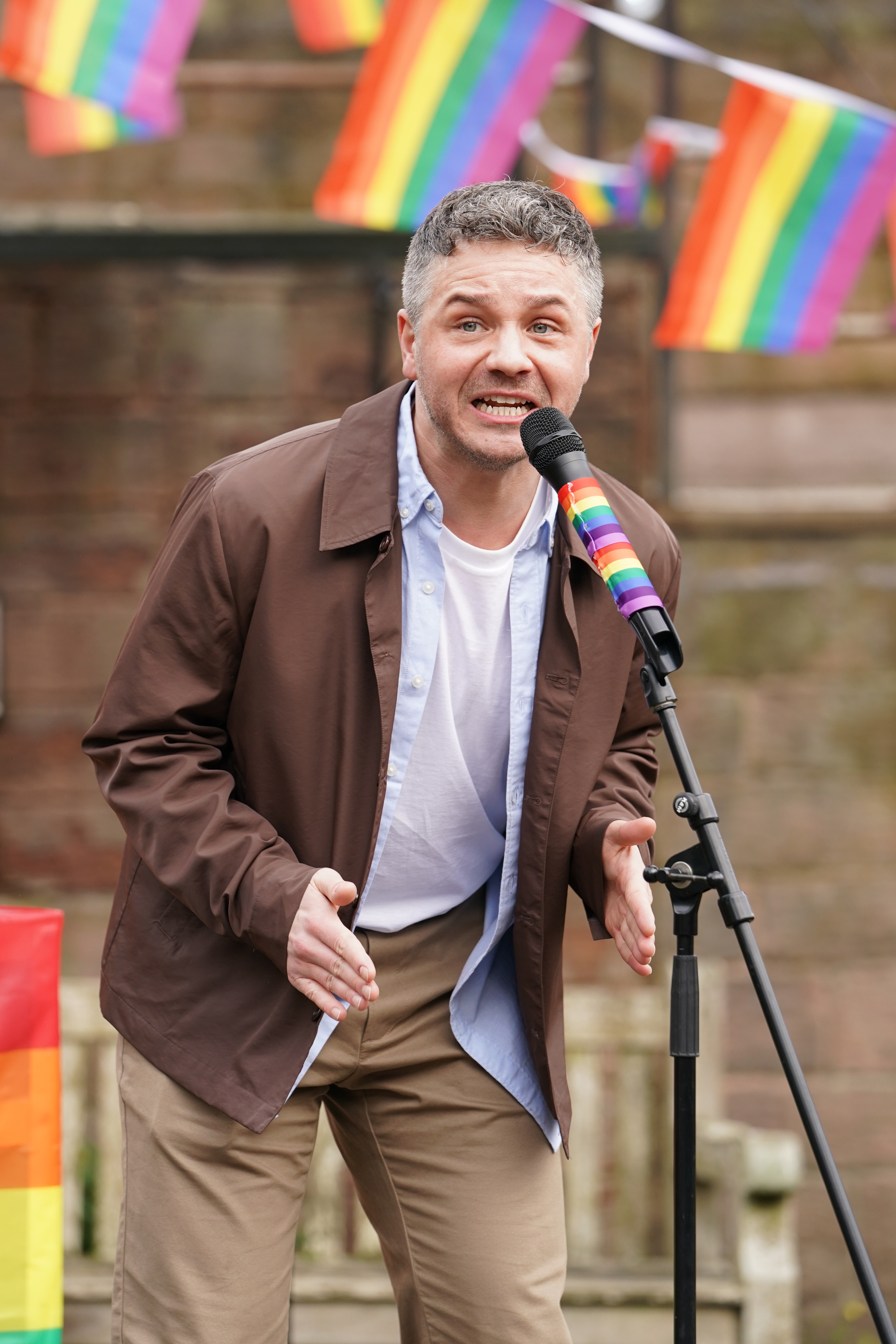Carter Shepherd on stage at Pride.