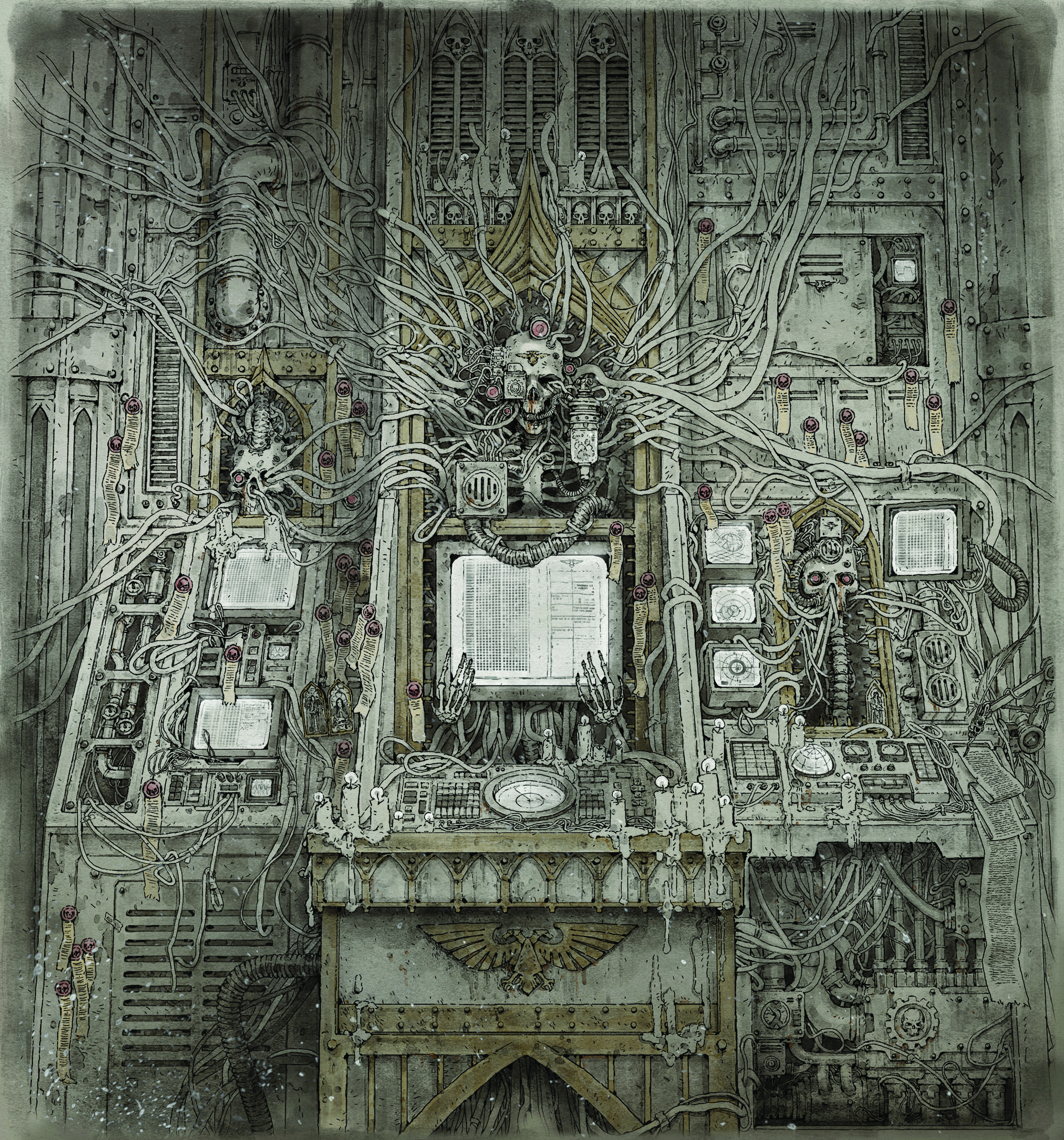 Art that blends organic and artificial mechanical forms