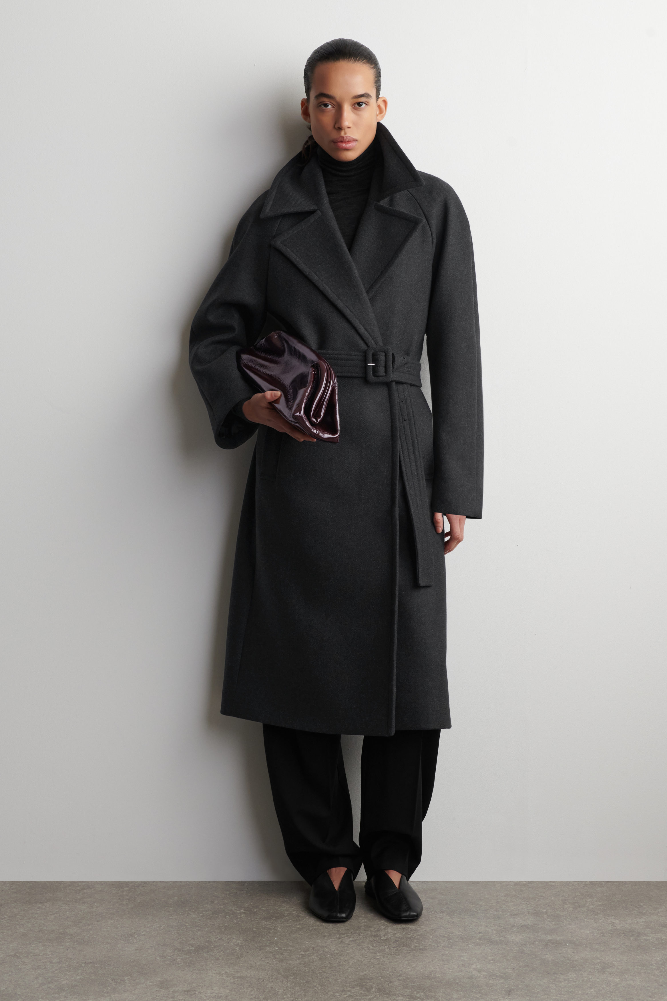 Tailored Belted Wool-Twill Coat