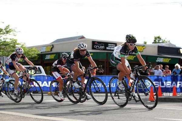Alexis Rhodes (GreenEDGE) leads early in the race.