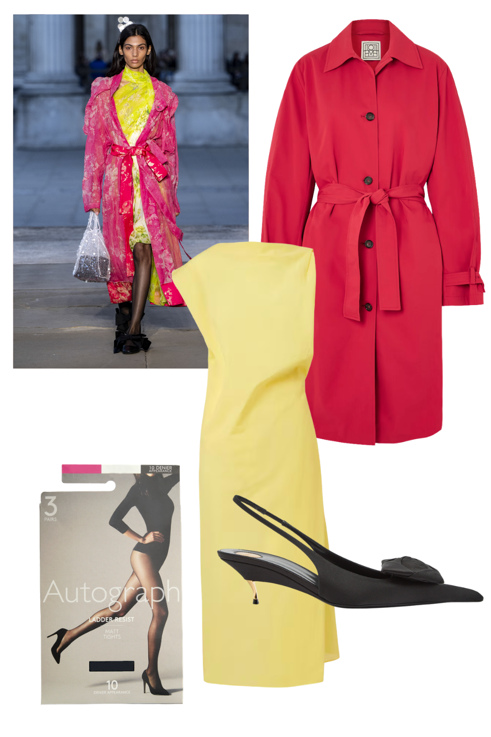 Erdem yellow dress pink coat ss26 runway