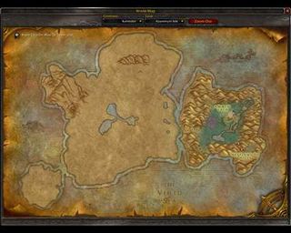 Closer look at the Dranei starting area. The capital city of Exodar is to the west.