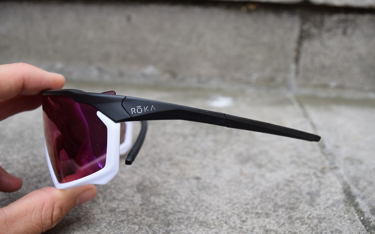 The sunglasses feature low profile arms