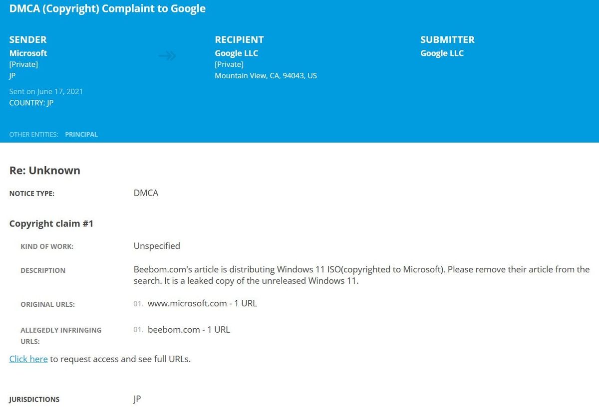 Windows 11 Dmca