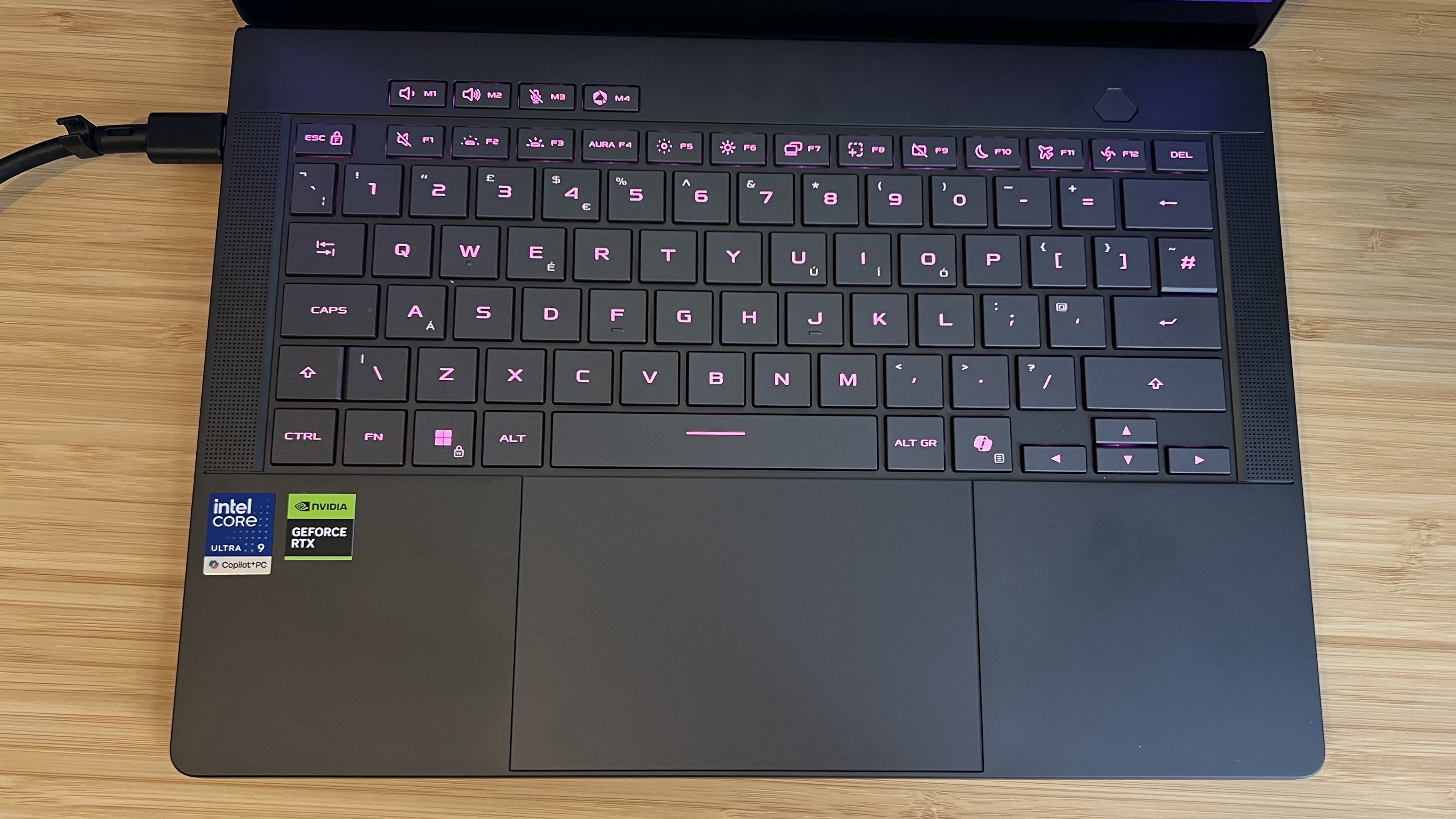 Top down view of keyboard on Asus ROG Zephyrus G14 gaming laptop