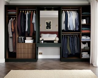 A bedroom furniture idea with open wardrobe and dressing table