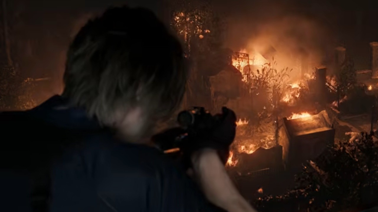 バイオハザードレクイエムで燃える街を目指すレオン