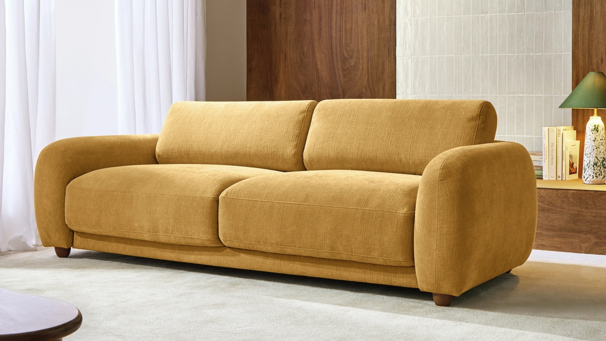 Habitat Casper Fabric 3 Seater Sofa - Camel