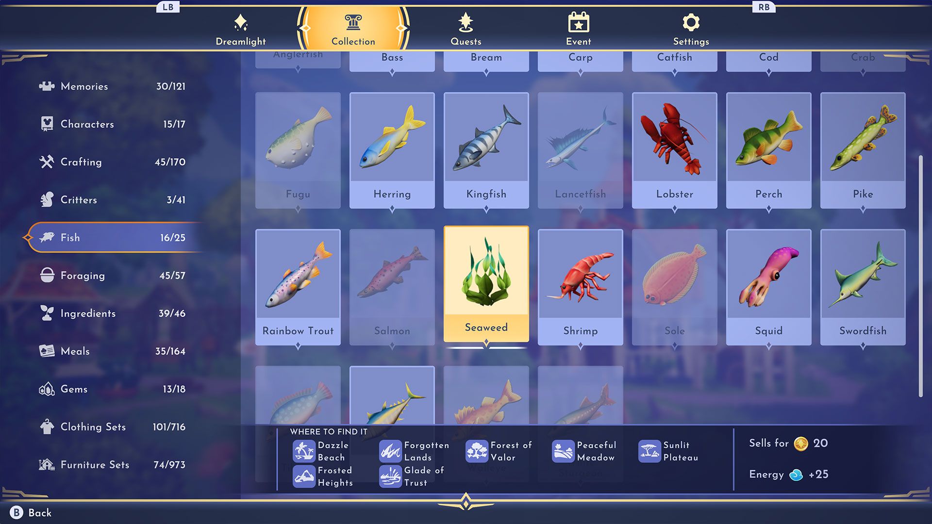 How to get seaweed in Disney Dreamlight Valley to make fiber and rope