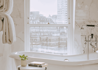 The view from the luxe sunken bath of The Mayfair Townhouse.