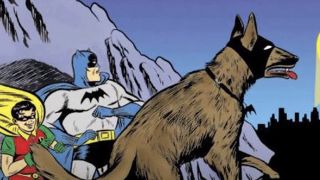 Robin, Batman, and Ace the Bat-Hound in action