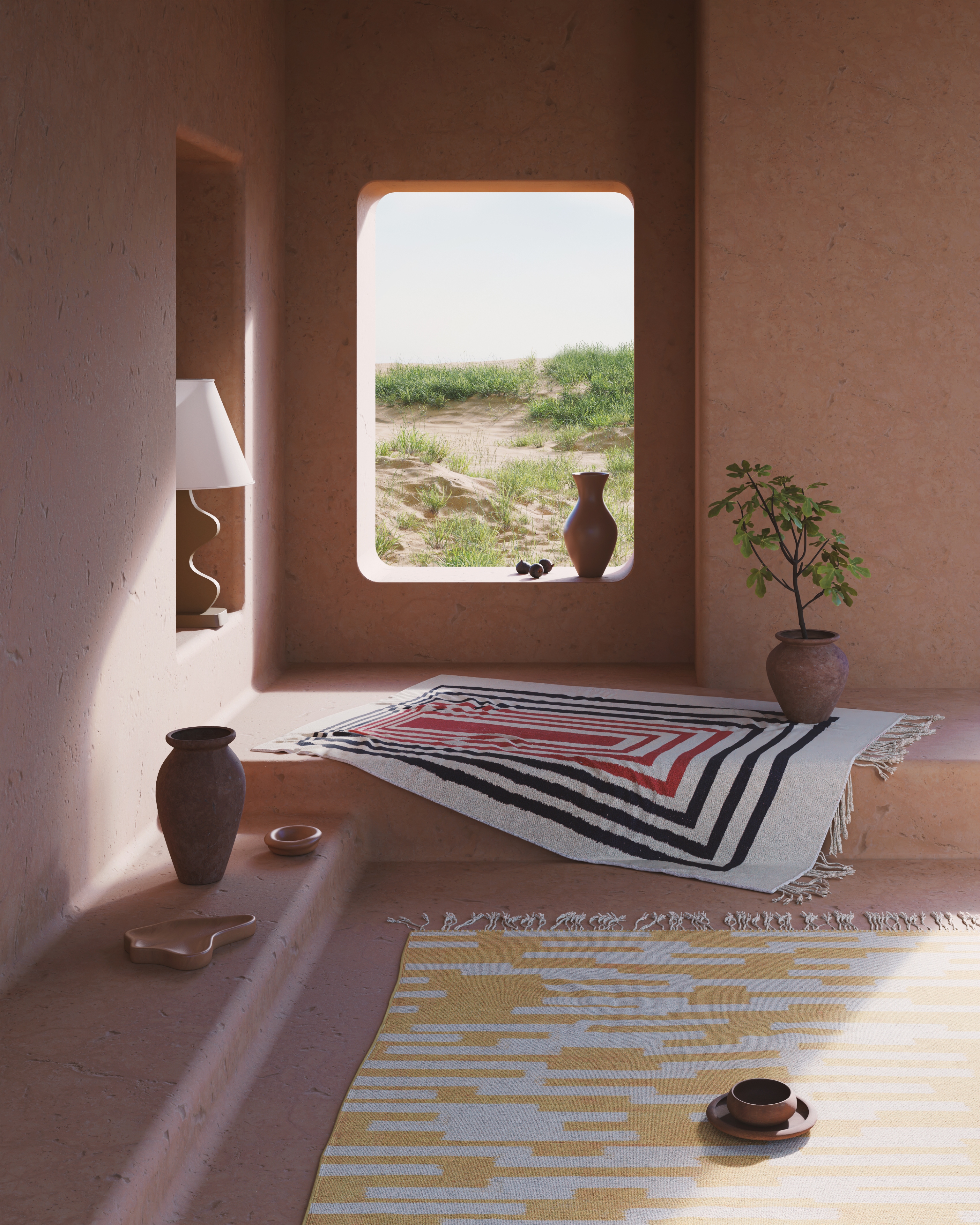 terracotta ornaments and rugs