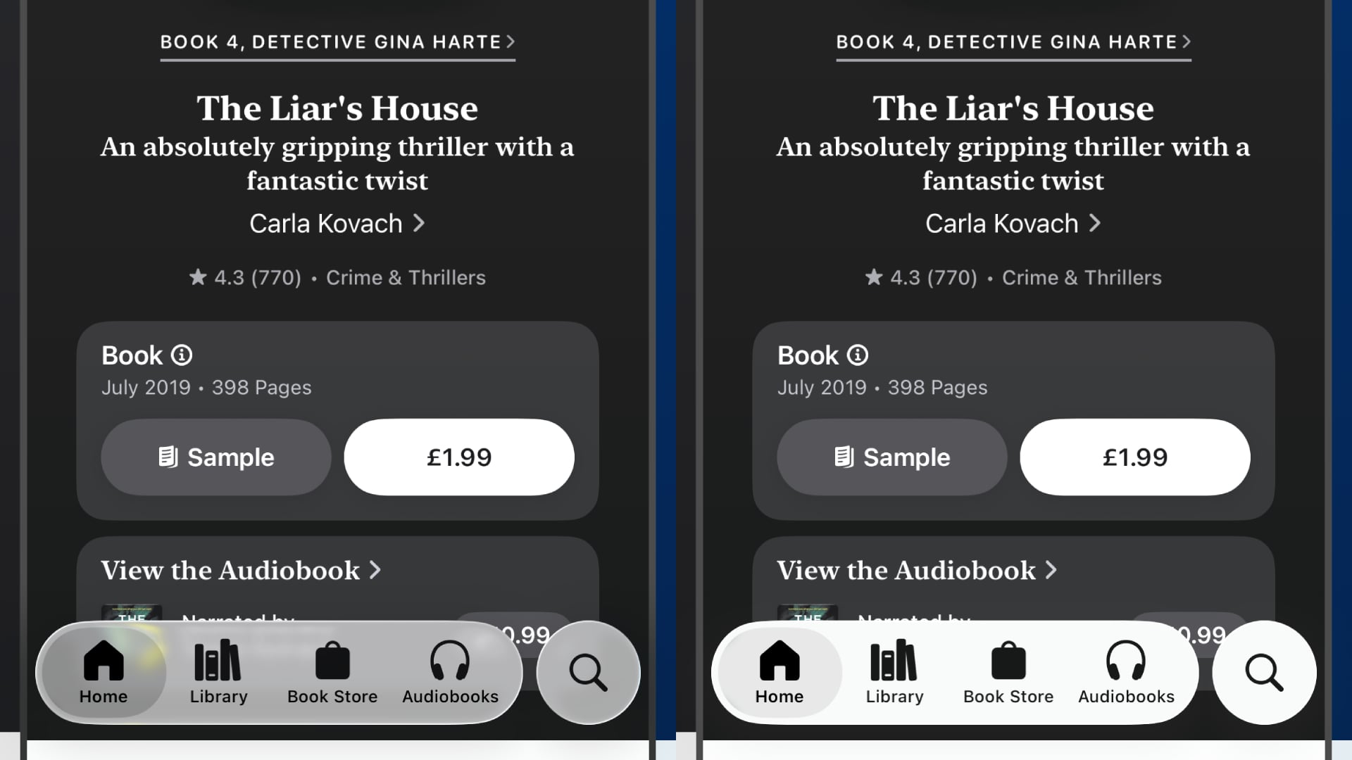 A comparison between the Liquid Glass design in iOS 26 beta 2 and iOS 26 beta 3.