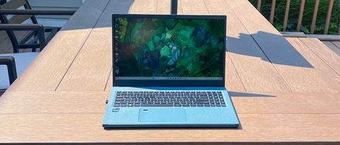 Acer Aspire Vero 15 (2023) outside on an outdoor table