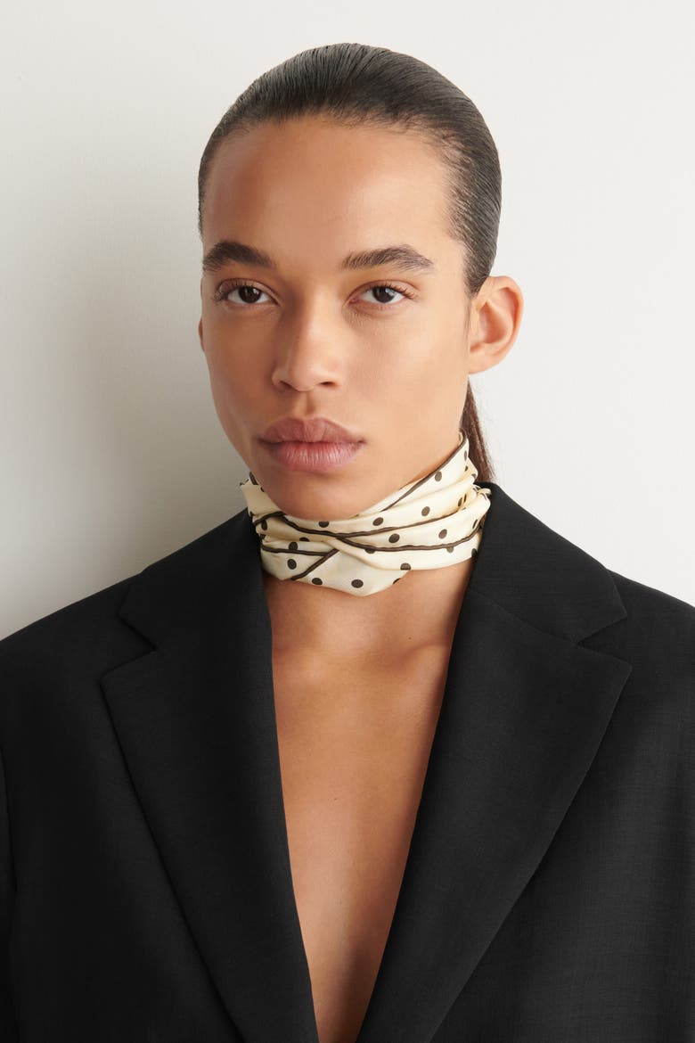 Polka-Dot Silk Skinny Scarf