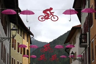 Decorations along the streets of host cities at the 2024 Giro d'Italia