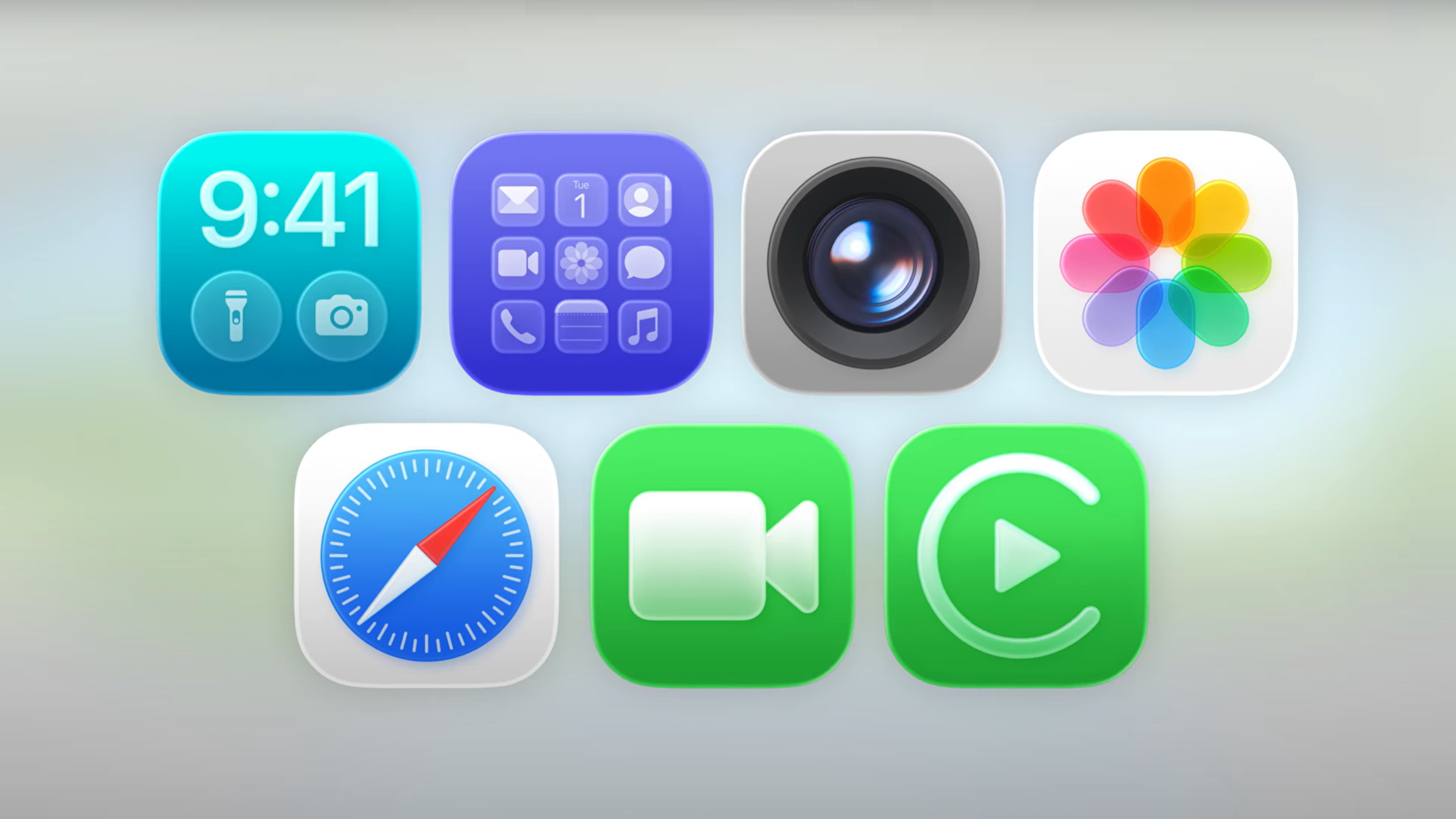A screenshot of WWDC displaying the refreshed icons for various apps