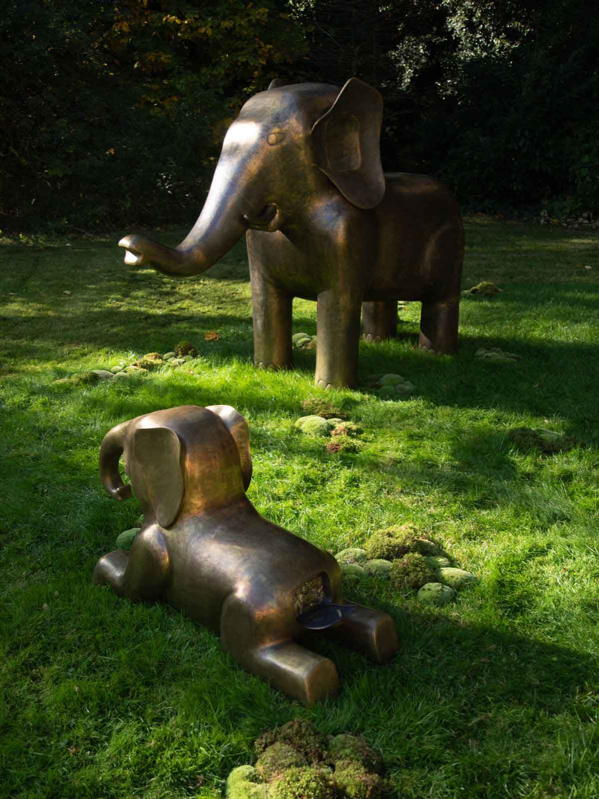Bronze animals in a garden, part of Soul Garden by Sissel Tolaas and Vikram Goyal
